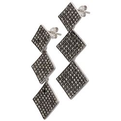 Sterling Silver Marcasite Squared Drop Earrings