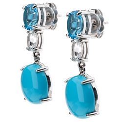 Silver Sonora Beauty Turquoise & Topaz Earrings