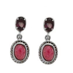 Sterling Silver Rhodonite & Garnet Dangle Earrings