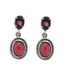 Image 1 : Sterling Silver Rhodonite & Garnet Dangle Earrings