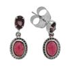 Image 2 : Sterling Silver Rhodonite & Garnet Dangle Earrings