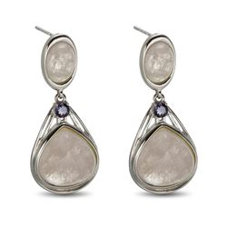 Sterling Silver Morganite & Iolite Drop Earring