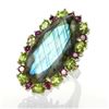 Image 1 : Sterling Silver Labradorite & Gemstones Ring-SZ 9