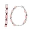 Image 1 : Silver Pink Opal & Garnet Inside-Out Hoop Earrings