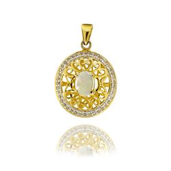 Gold over Silver Opal & Topaz Filigree Pendant