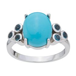 Silver Sonora Beauty Turquoise & Topaz Ring-SZ 6