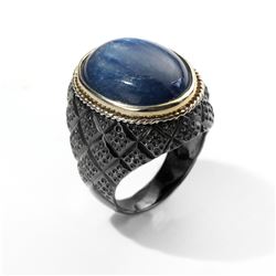 Sterling Silver Oval Kyanite Textured Ring-SZ 10