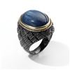 Image 1 : Sterling Silver Oval Kyanite Textured Ring-SZ 10