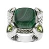 Image 1 : Sterling Silver Malachite & Peridot Ring-SZ 6