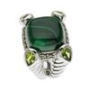 Image 2 : Sterling Silver Malachite & Peridot Ring-SZ 6