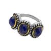 Image 1 : Sterling Silver Lapis Beaded Three-Stone Ring-SZ 8