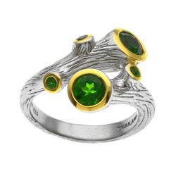 Silver Chrome Diopside Branch Bypass Ring-SZ 10