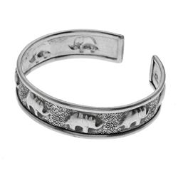 Sterling Silver Elephant Etched Cuff