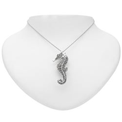 Silver Marcasite & Garnet Seahorse Pin/Pendant