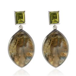 Sterling Silver Labradorite & Peridot Drop Earring