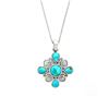 Image 1 : Sterling Silver Turquoise Floral Pendant
