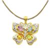 Image 1 : 18K Gold Plated Multi-gemstone Butterfly Pendant