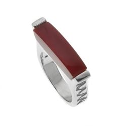 Sterling Silver Rectangular Carnelian Ring-SZ 9