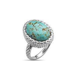Sterling Silver Mine8 Turquoise Textured Ring-SZ 6