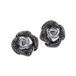 Marcasite Rose Stud Earrings