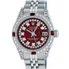 Image 1 : Rolex Ladies Stainless Steel 26MM Maroon Diamond Lugs Datejust Wristwatch