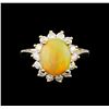 Image 2 : 2.74 ctw Opal and Diamond Ring - 14KT Yellow Gold