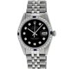 Image 2 : Rolex Mens Stainless Steel Black Diamond & Sapphire Datejust Wristwatch