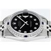 Image 5 : Rolex Mens Stainless Steel Black Diamond & Sapphire Datejust Wristwatch