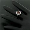 Image 4 : 14K White Gold 1.59 ctw Oval Garnet Ring w/ Milgrain Diamond Halo