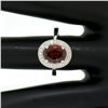 Image 5 : 14K White Gold 1.59 ctw Oval Garnet Ring w/ Milgrain Diamond Halo