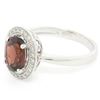 Image 6 : 14K White Gold 1.59 ctw Oval Garnet Ring w/ Milgrain Diamond Halo