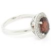 Image 7 : 14K White Gold 1.59 ctw Oval Garnet Ring w/ Milgrain Diamond Halo