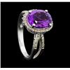 Image 4 : 3.25 ctw Amethyst and Diamond Ring - 14KT White Gold