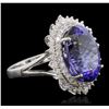 Image 1 : 14KT White Gold 11.01 ctw GIA Certified Tanzanite and Diamond Ring