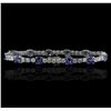 Image 2 : 14KT White Gold 6.48 ctw Tanzanite and Diamond Tennis Bracelet