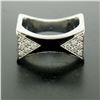 Image 2 : 14K White Gold 0.30 ctw Diamond & Black Enamel Stone Finished Squared Band Ring