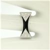 Image 5 : 14K White Gold 0.30 ctw Diamond & Black Enamel Stone Finished Squared Band Ring