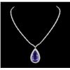Image 1 : GIA Cert 35.68 ctw Tanzanite and Diamond Necklace - 14-18KT White Gold