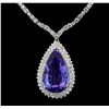Image 2 : GIA Cert 35.68 ctw Tanzanite and Diamond Necklace - 14-18KT White Gold