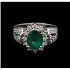 Image 1 : 1.92 ctw Emerald and Diamond Ring - 14KT White Gold