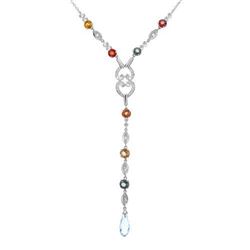 14k Gold 15.74CTW Diamond Necklace, (SI3-I1/G-H/Multicolor)