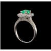 Image 4 : 1.00 ctw Emerald and Diamond Ring - 14KT White Gold