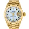 Image 1 : Rolex Ladies 18K Yellow Gold Mother Of Pearl Sapphire Datejust President Wristwa