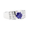 Image 1 : 1.12 ctw Sapphire And Diamond Ring - 14KT White Gold