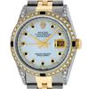 Image 1 : Rolex Mens 2 Tone 14K Lugs MOP Sapphire & Diamond 36MM Datejust