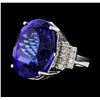 Image 1 : GIA Cert 43.95 ctw Tanzanite and Diamond Ring - 14KT White Gold