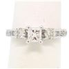 Image 2 : 14k White Gold 1.10 ctw Princess Diamond 3 Stone Engagement Ring w/ Round Accent