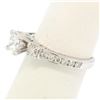 Image 5 : 14k White Gold 1.10 ctw Princess Diamond 3 Stone Engagement Ring w/ Round Accent