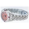 Image 4 : Rolex Ladies Stainless Steel Salmon Stamp Diamond & Ruby Datejust Wristwatch