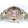 Image 4 : Rolex Ladies 2 Tone 14K Pink MOP Diamond & String Ruby Datejust Wristwatch